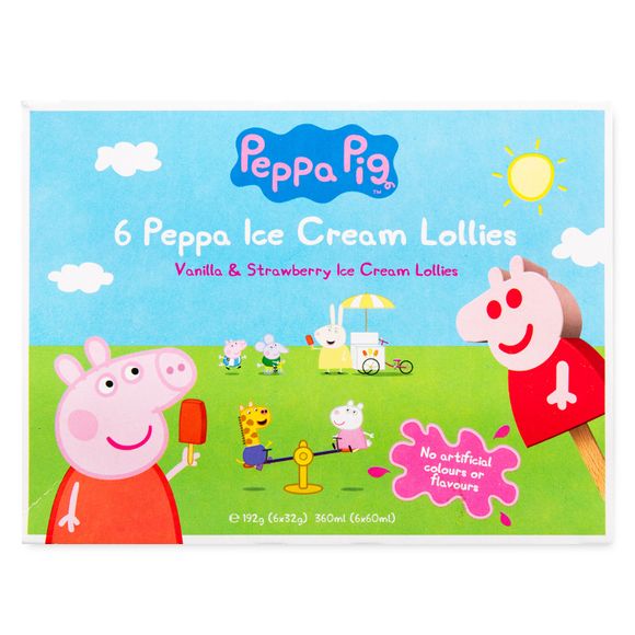 Peppa Pig Ice Cream Lollies Vanilla & Strawberry Flavour (192g) 6 X 32g